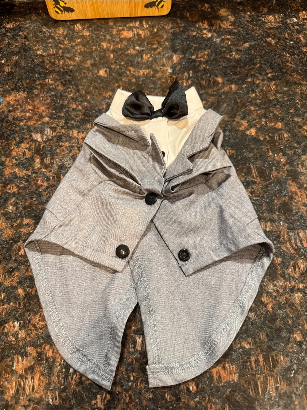 Gray Formal Cat Tuxedo with Black Bow Tie - Brand size S